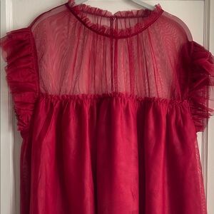 Chic Red Ruffled Women's babydoll top